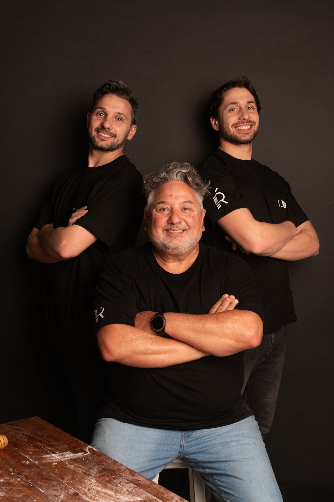 Los tres socios de Rústico Pastas Frescas: padre e hijos